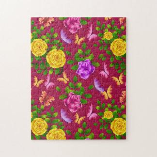 Quebra-cabeça Flor De Rosa Amarelo, Rosa E Puro Elegante