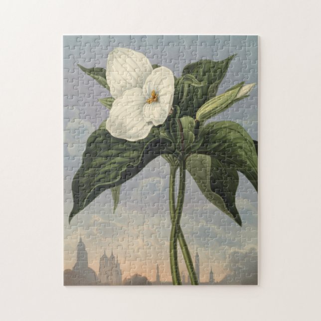 Quebra-cabeça Flor de Trílio Branco no Estilo Temple of Flora (Vertical)
