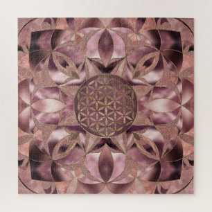 Quebra-cabeça Flor de vida Rosa Dourado