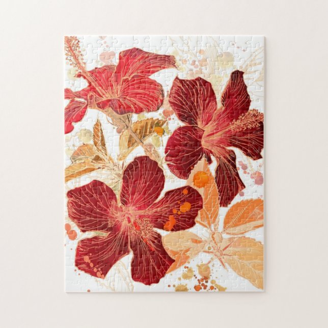 Quebra-cabeça Flor do hibiscus - pintura 2 da aguarela (Vertical)