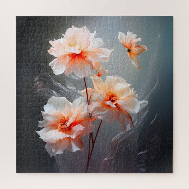 Quebra-cabeça Flor Elegante Abstrata Rosa Névoa Fluida (Vertical)