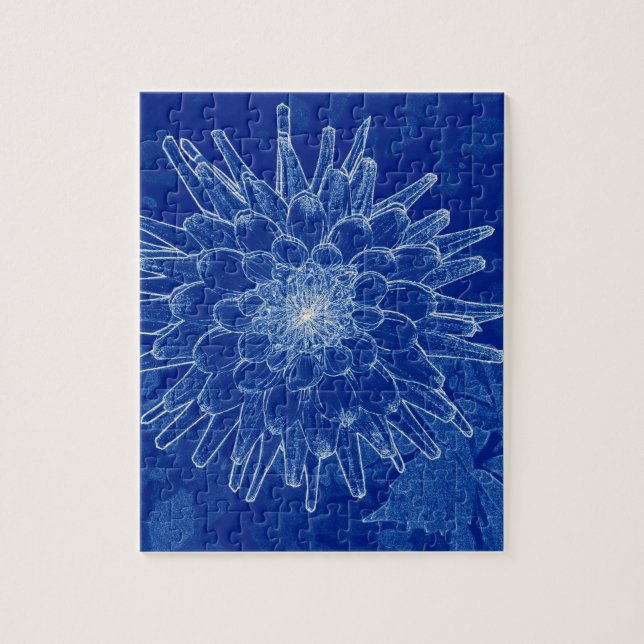 Quebra-cabeça flor em azul (Vertical)