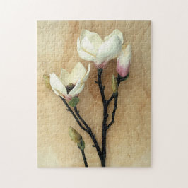Quebra-cabeça Flor Magnolia em Pergaminho Fotografia Moderna