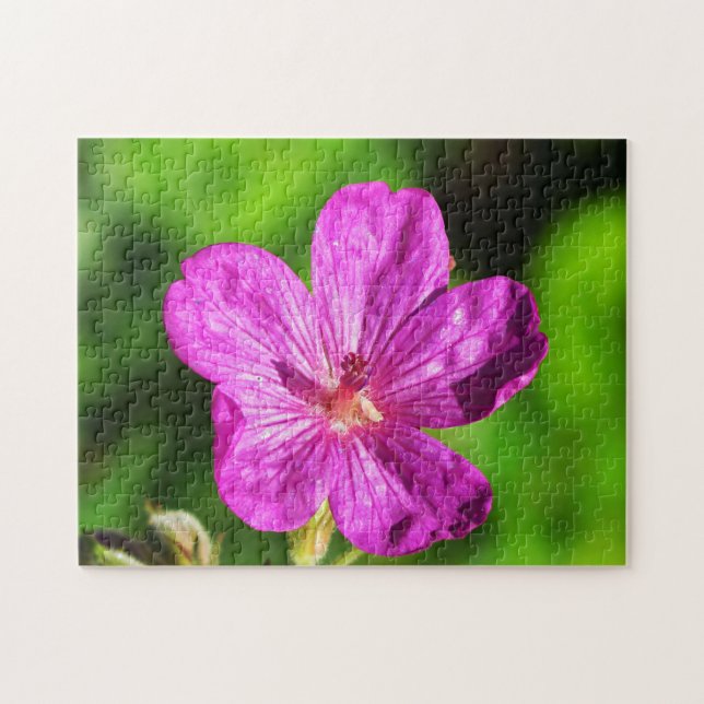 Quebra-cabeça Flor Verde Brilhante Rosa, Florim Vestido (Horizontal)