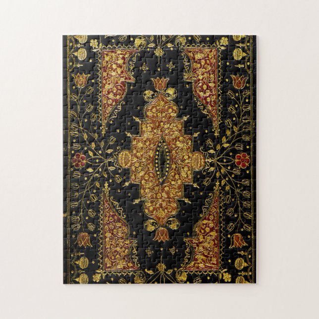 Quebra-cabeça Florais Preto e Dourado Caídos (Vertical)
