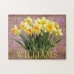 Quebra-cabeça Floral Amarelo Daffodil Flores de primavera Monogr