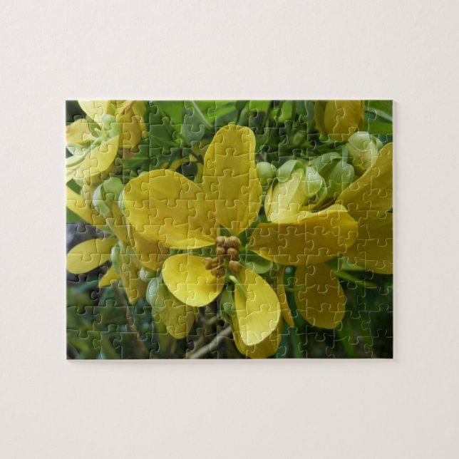 Quebra-cabeça Floral Amarelo Tropical de Chá ouro (Horizontal)