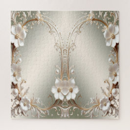 Quebra-cabeça Floral Branco Ornamentado