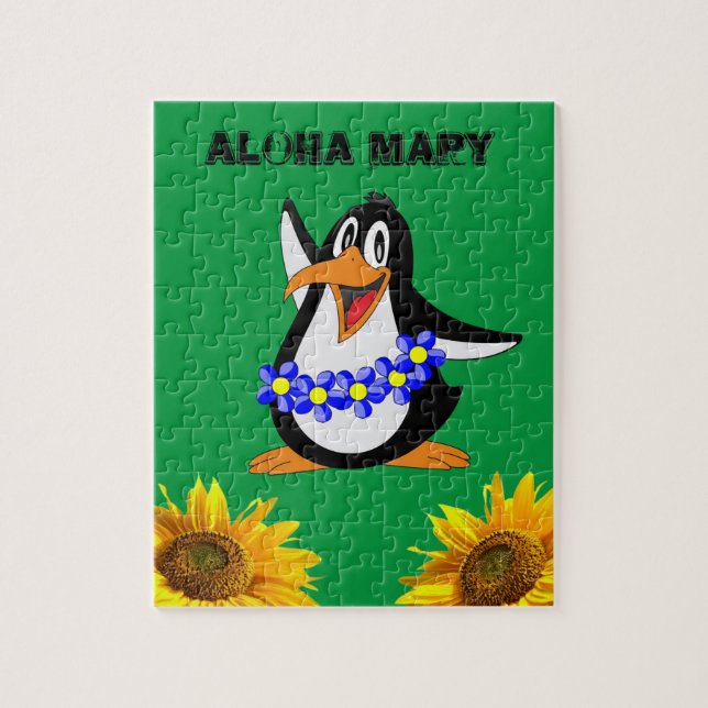 Quebra-cabeça Floral de Pinguim de Girassol (Vertical)