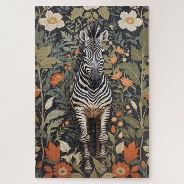 Quebra-cabeça Floral de Zebra Selva (Vertical)