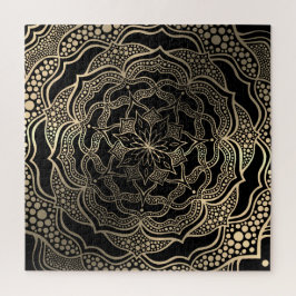 Quebra-cabeça Floral Dourado e preto Mandala linda Na moda