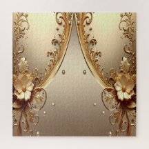 Quebra-cabeça Floral Dourado Ornamentado