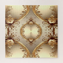 Quebra-cabeça Floral Dourado Ornamentado