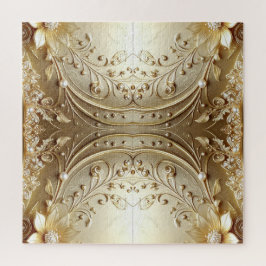 Quebra-cabeça Floral Dourado Ornamentado Moderno