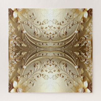 Quebra-cabeça Floral Dourado Ornamentado Moderno