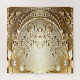 Quebra-cabeça Floral Dourado Ornamentado Moderno