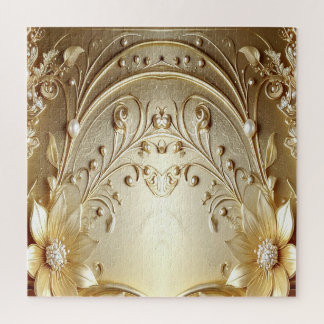 Quebra-cabeça Floral Dourado Ornamentado Moderno