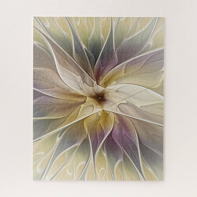 Quebra-cabeça Floral Fantasy Dourada Eggplant Abstrato Art Fract (Vertical)