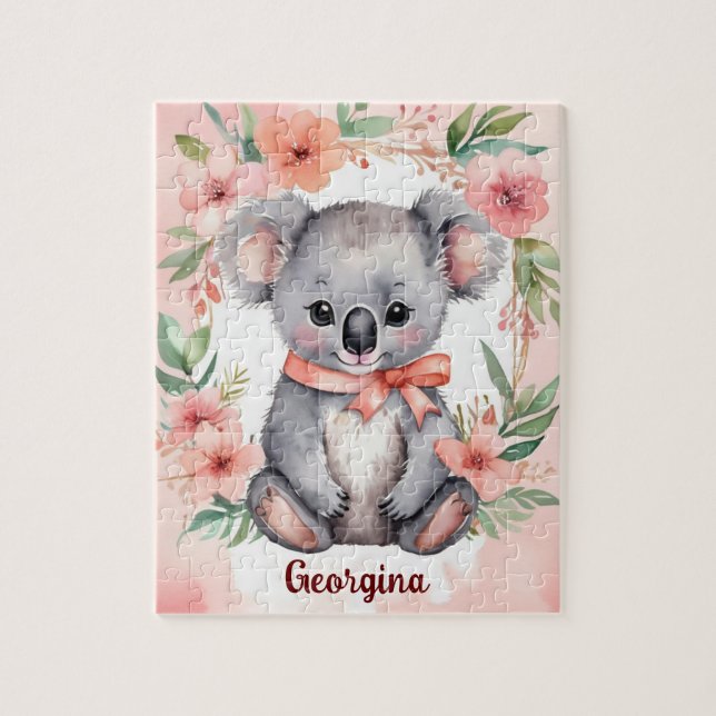 Quebra-cabeça Floral Fantasy Koala Crianças Personalizadas (Vertical)