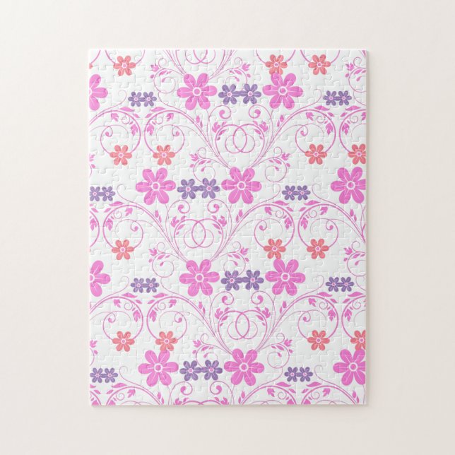 Quebra-cabeça Floral Moderno Puro e Rosa (Vertical)