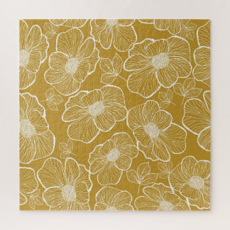 Quebra-cabeça Floral monocromático Dourado: Abstrato sem costura
