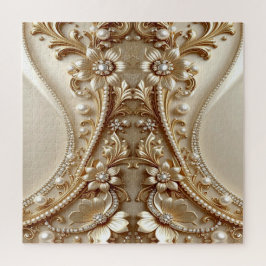 Quebra-cabeça Floral Ornamentado em Ouro Elegante
