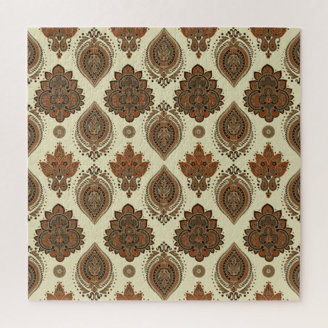 Quebra-cabeça Floral paisley, padrão de vinheta têxtil asiático. (Vertical)