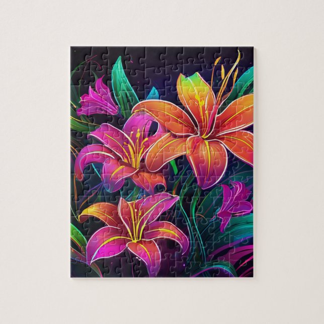 Quebra-cabeça Floral Vibrante, Jogo de Quebra-cabe (Vertical)