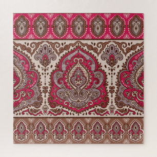 Quebra-cabeça Floreal paisley, padrão étnico de mandala.