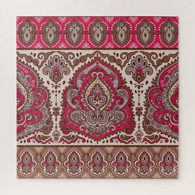 Quebra-cabeça Floreal paisley, padrão étnico de mandala. (Vertical)