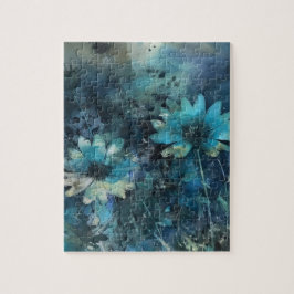 Quebra-cabeça Flores Azuis Mídia Mistura