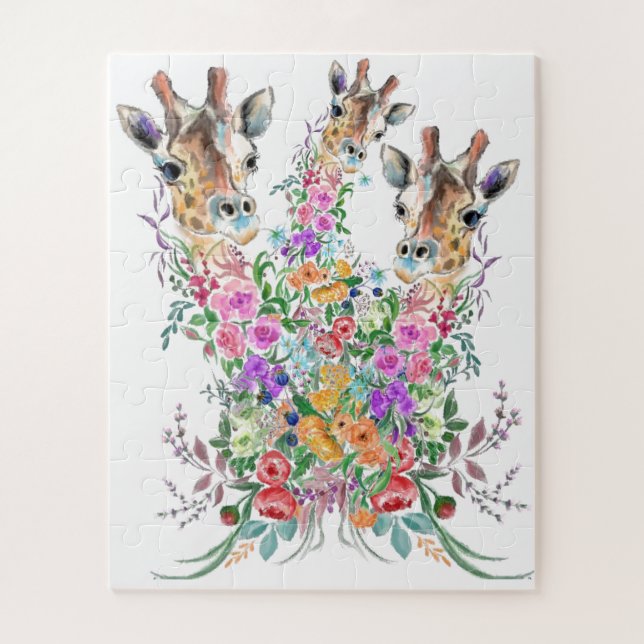 Quebra-cabeça Flores Coloridas Buquê Giraffe Family Love (Vertical)
