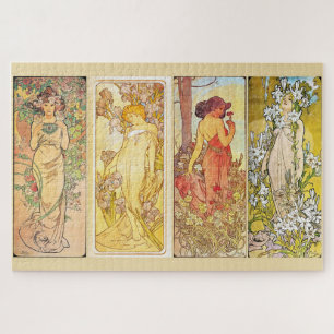 Quebra-cabeça Flores de 1898 - Arte Floral de Mucha Nouveau