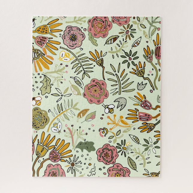 Quebra-cabeça Flores De Abelhas Florais De Aquarelas Modernas El (Vertical)