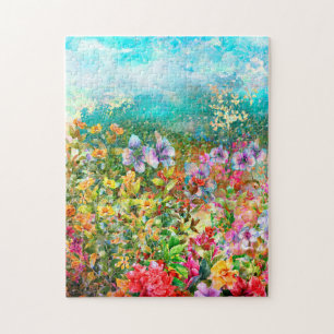 Quebra-cabeça Flores de Aquarela