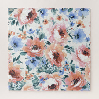 Quebra-cabeça Flores de aquarela, ilustração uniforme de padrões