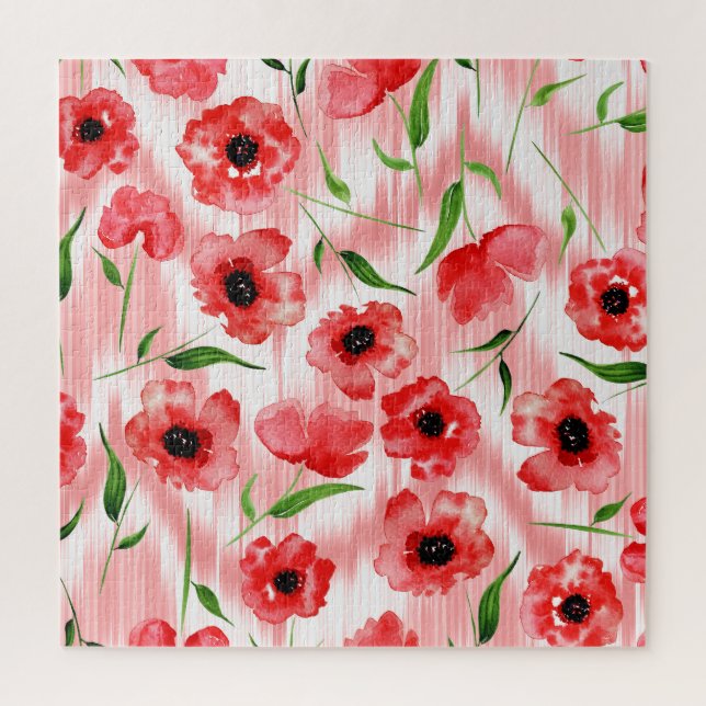 Quebra-cabeça Flores de aquarelas: ikat de papoila. (Vertical)