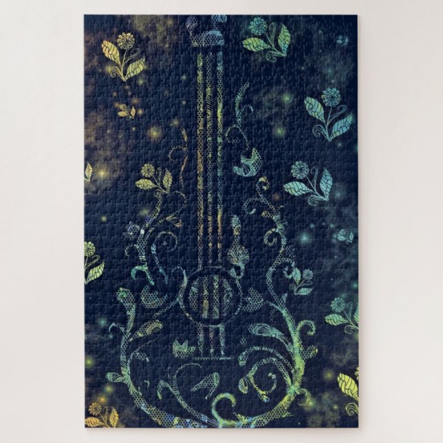 Quebra-cabeça Flores de Arte de Violão - Som Romântico (Vertical)