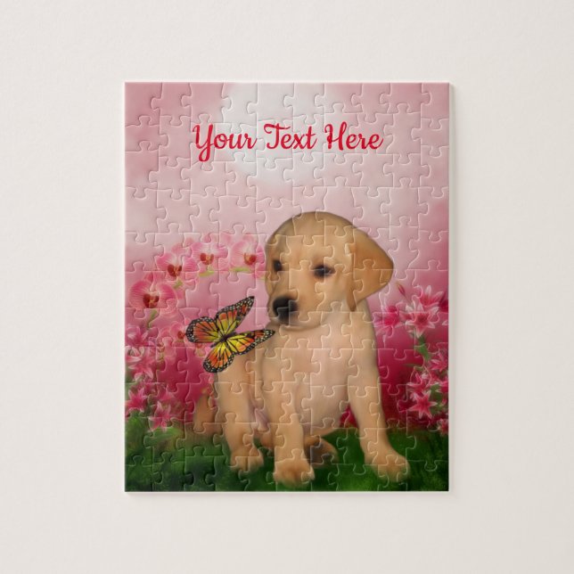 Quebra-cabeça Flores de Borboleta de Folha Amarelo Personalizada (Vertical)