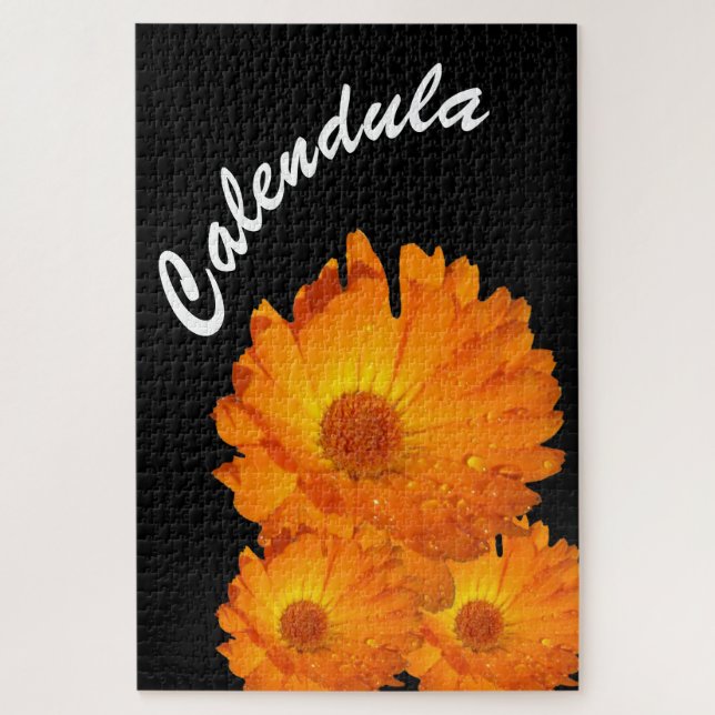 Quebra-cabeça - Flores de Calendário Laranja Gotas (Vertical)