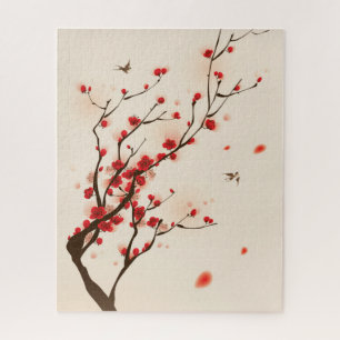 Quebra-cabeça Flores de Cereja Aquarela