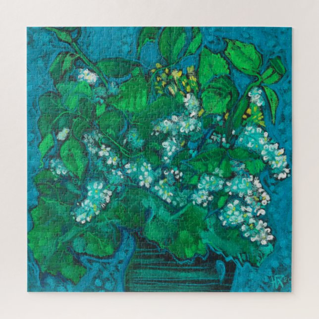 Quebra-cabeça Flores de cereja de pássaros Pintura do Pastel Flo (Vertical)