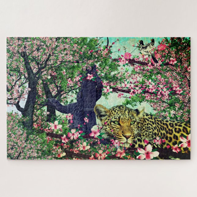 Quebra-cabeça Flores de Cerejeira Leopardo (Horizontal)