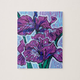 Quebra-cabeça Flores De Flores Iris Flores Púrpura De Pintura Fl