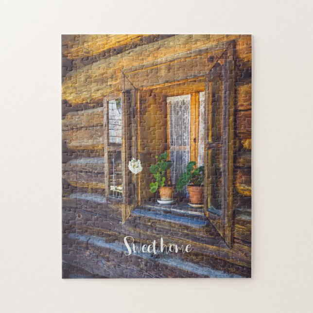 Quebra-cabeça Flores de gerânio na janela (Vertical)