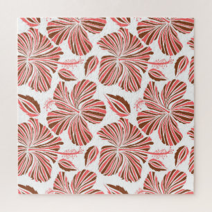 Quebra-cabeça Flores de hibisco havaianas: estilo tropical marro