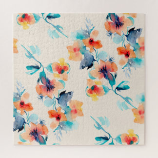 Quebra-cabeça Flores de Hibiscus: Padrão de Ilustração de Aquare