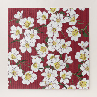 Quebra-cabeça Flores de Jardim Branco: Faixa de Vintagem