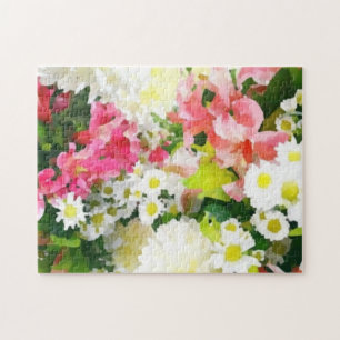 Quebra-cabeça Flores de jardim de pintura coloridas artísticas