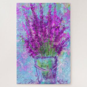 Quebra-cabeça Flores de lavanda - Primavera - Pintura de Abstrat